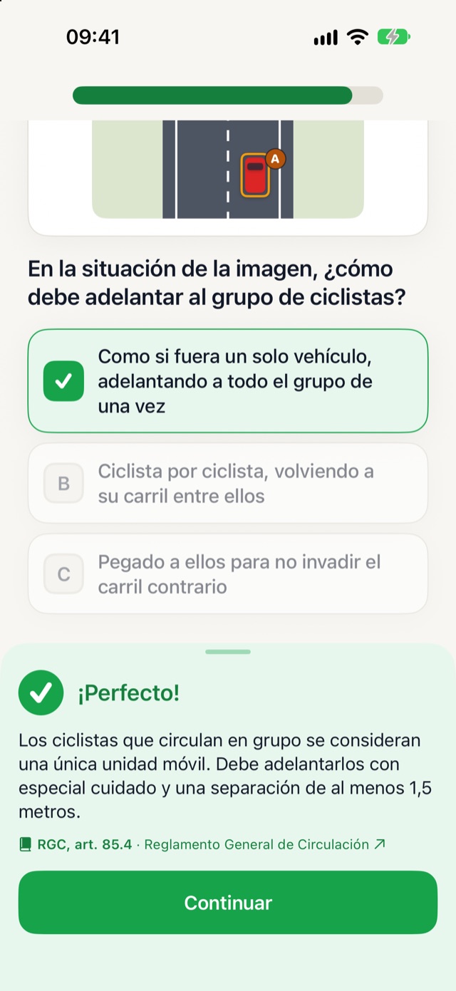 Respuesta correcta con la explicación y la cita RGC, art. 85.4